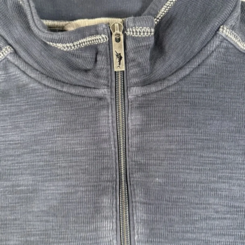 Tommy Bahama Men's L Blue 1/4 Zip Pullover Sweater‎ Golf Resort Coastal Cotton